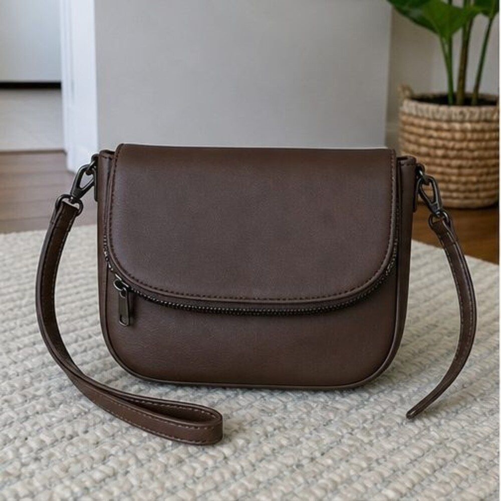 Gray Zip Crossbody Bag